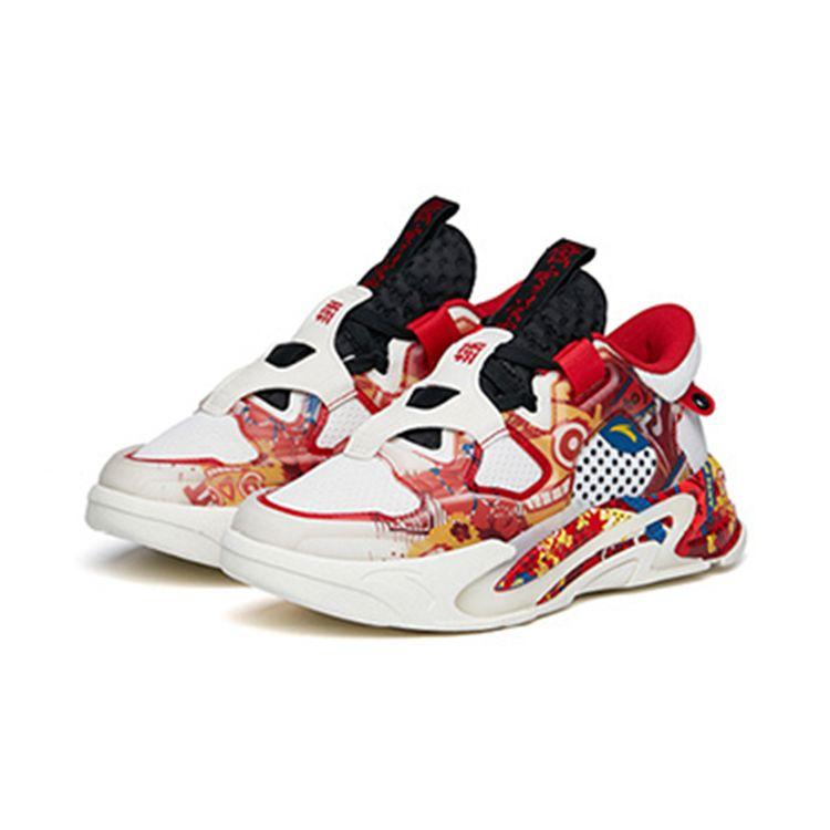 Anta Kids Sports Non-Slip Shock Absorbing Wear-Resistant Casual Shoes Kids Casual Shoes White Red Yellow 312218088-5