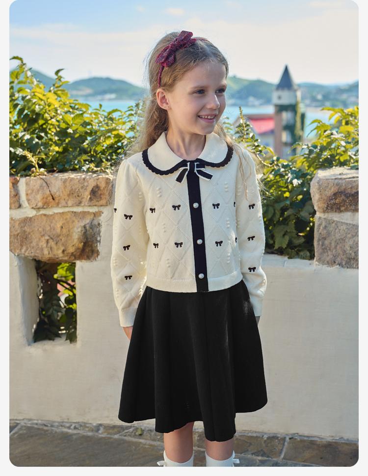 David Bella Girls' Dress Spring Dress Children's Knitted Skirt Academy Style Skirt Princess Dress