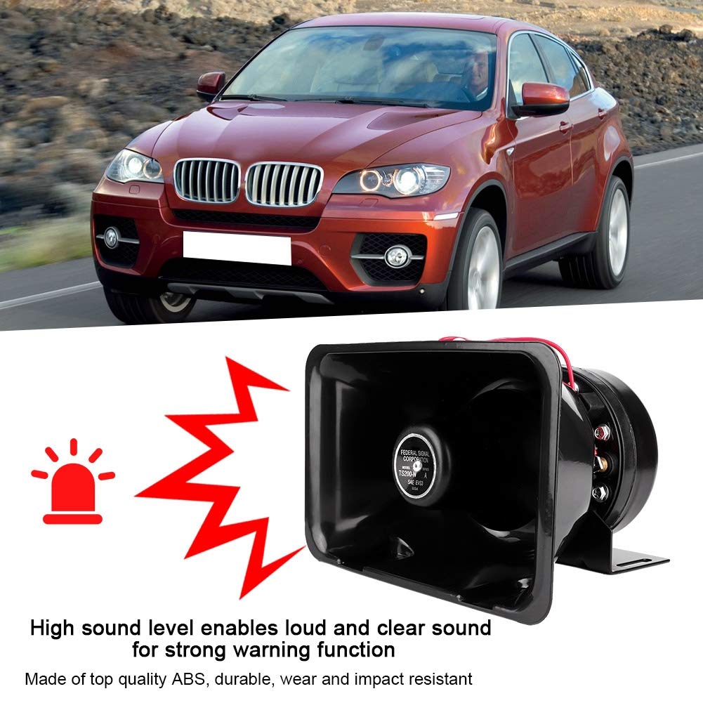 High-Pitch Warning Horn Speaker, 12V 200W, Universal Horn for Car Alarm Systems (Black)