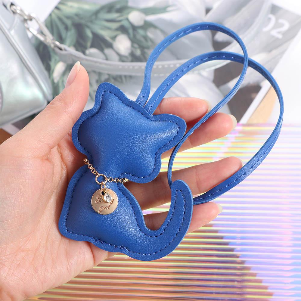 Car Key Holder Cat Keychain Fashion Kitty Bag Pendant Cute PU Leather Keyring  Backpack Decor