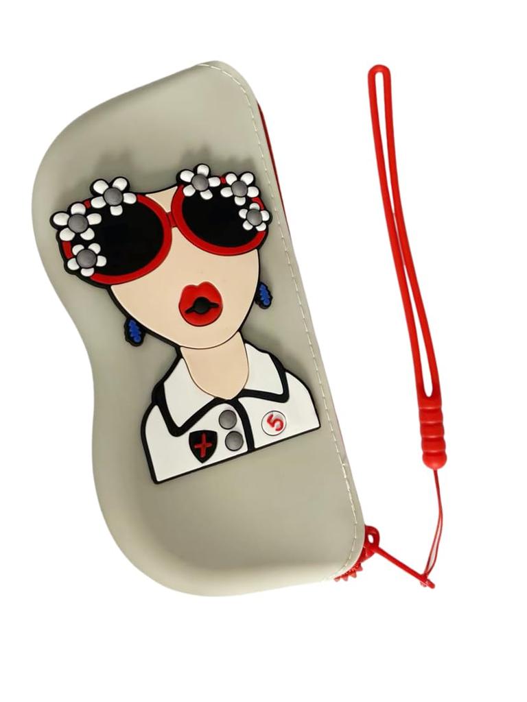 Stylish Sunglasses Soft Eyeglass Eyeglass Case with for Women [SIRAMO] Case, Case, Cute, Lightweight, Bag-Type Strap, (lightgreysimple)