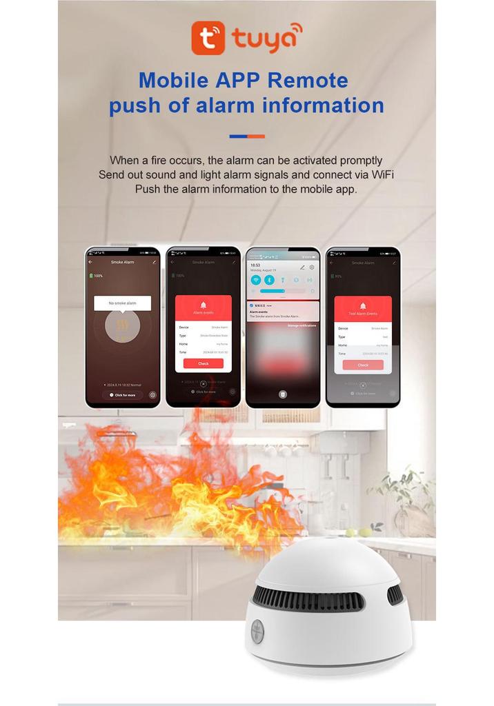 10-Year Lithium Battery Photoelectric Smoke Alarm with WiFi
