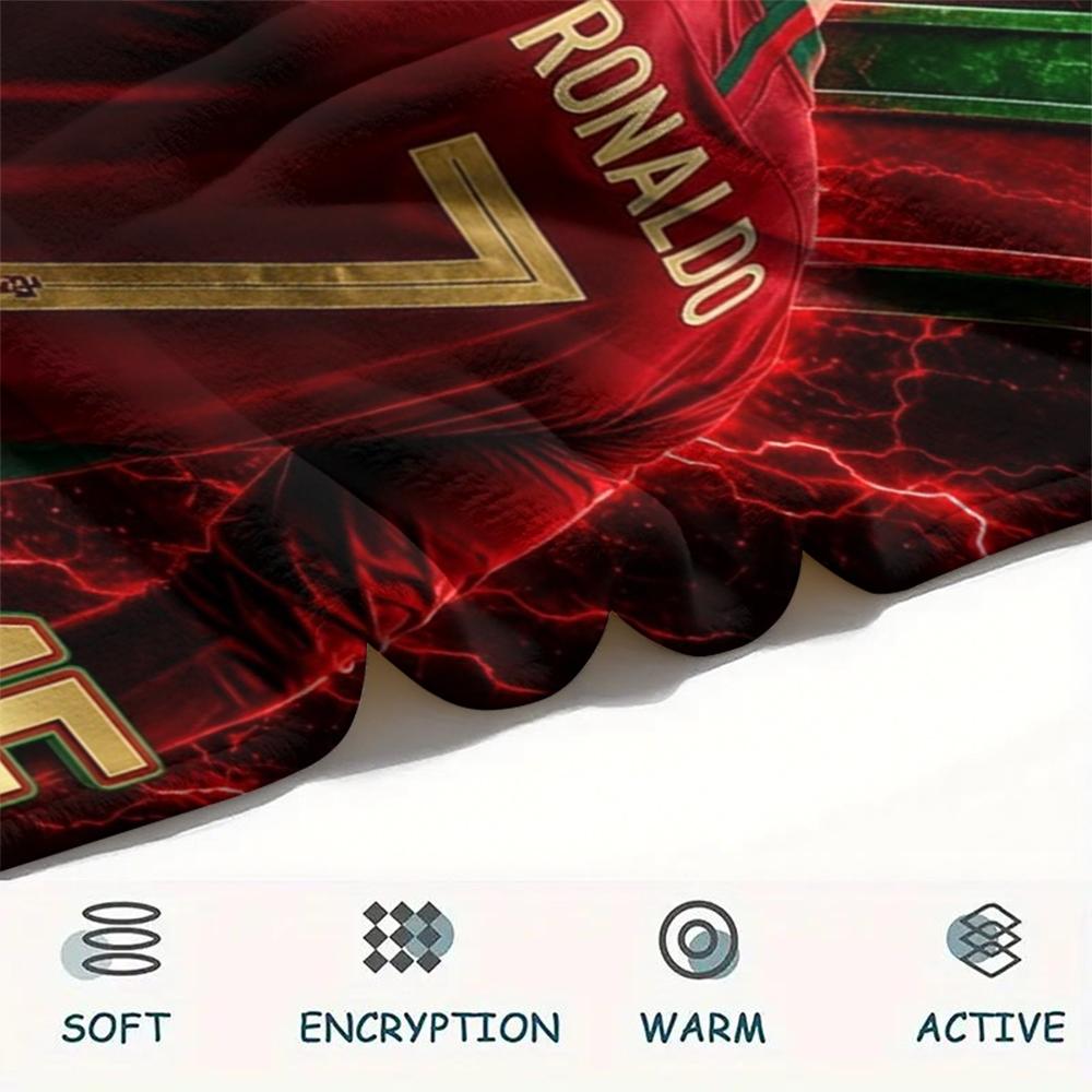 1 Stück Individueller Name Cristiano Ronaldo Gemustert Flanell Decke Geeignet für Alle Jahreszeiten für Heimdekoration Wärme und Komfort Geschenke Feiertagsgeschenk