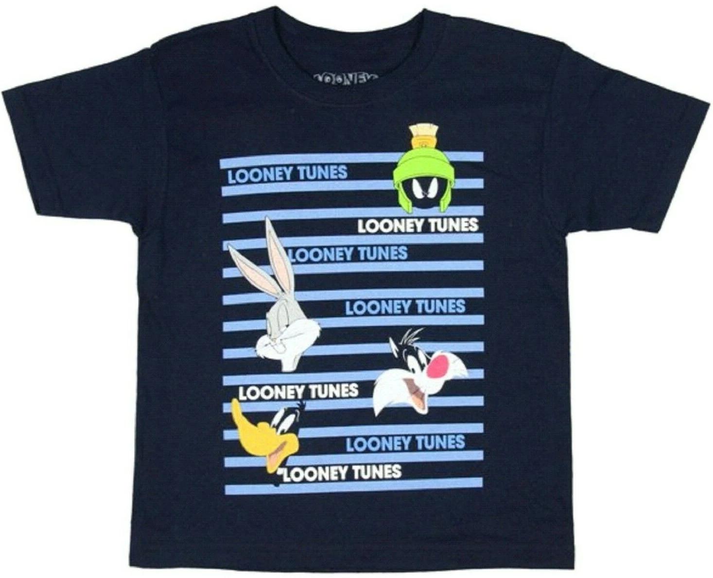 Looney Tunes Big Boys Marvin Bugs Sylvester and Daffy Stripe T-Shirt (10/12) NWT 130