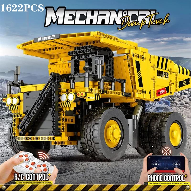 Non-Toxic 1622Pcs Mining Dump Truck Building Blocks City Engineering Car Model Bricks Technology Rc Car Model Children'S Diy Toys Gifts