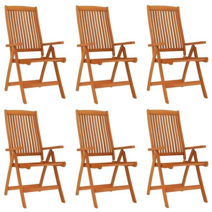 VidaXL Folding Garden Chairs 6 Pcs Solid Eucalyptus Wood 3087345