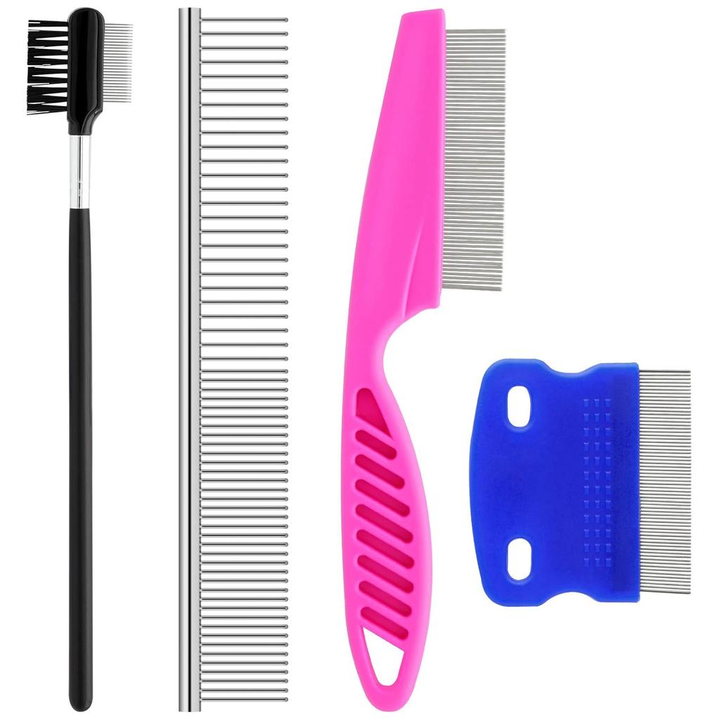 Pets Grooming Comb Kit for Small Dogs Puppies Cat for Tear Stain Remover, 2-in-1 with Round Teeth To Remove Knots Crust Mucus