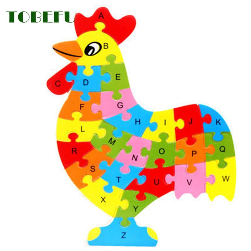 English Letter Building Block Wood Animal Jigsaw Puzzle Children Cognition Intelligence Toy For Toddlers Early Educational Gifts