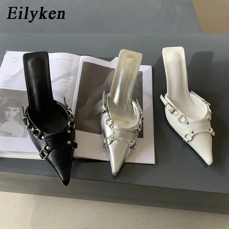 Fashion Eilyken Spring Women Slipper Fashion Thin High Heel Pointed Toe Sandal Outdoor Dress Mules Slides Shoes