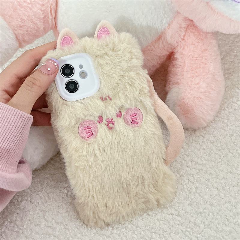 

Уютный силиконовый чехол для телефона с мультяшным котом для Apple 12, 13, 14 Pro Max - коллекция осень/зима для девочек iPhone 14 Pro