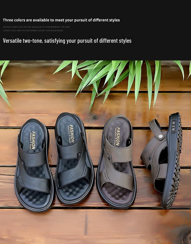 2025 Men's Dual-Use Driving Sandals: Soft Sole, Latex Pad, Plus Size Beach Slippers
