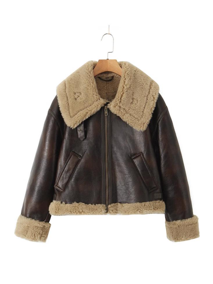Women's Thickened European & American Fur-Integrated Loose Short Jacket