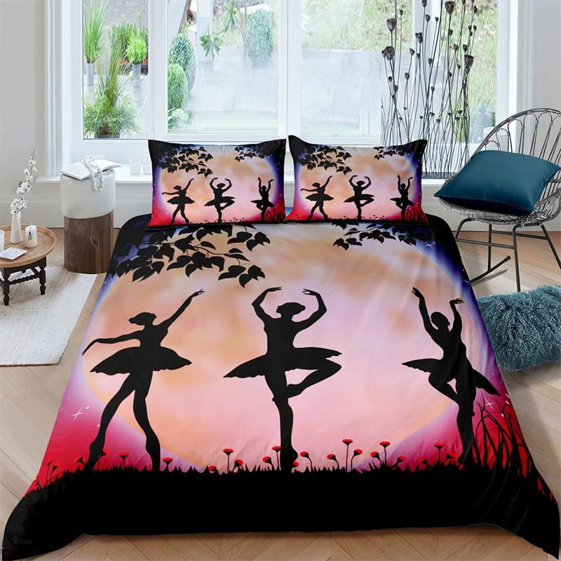 

Підодіяльник принцеса балету, танцівниця, 3D, блискучий комплект постільної білизни з зірками, мультяшна тварина-лебідь, підодіяльник для хлопчиків-підлітків EU single(135x200cm)