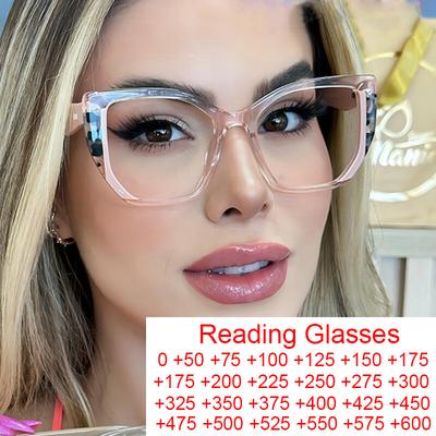 New Fashion Printing Anti-Blue Presbyopic Glasses Elderly Spring Leg Oversized Eyeglasses Pink Leopard Polygon Square Glasses +1