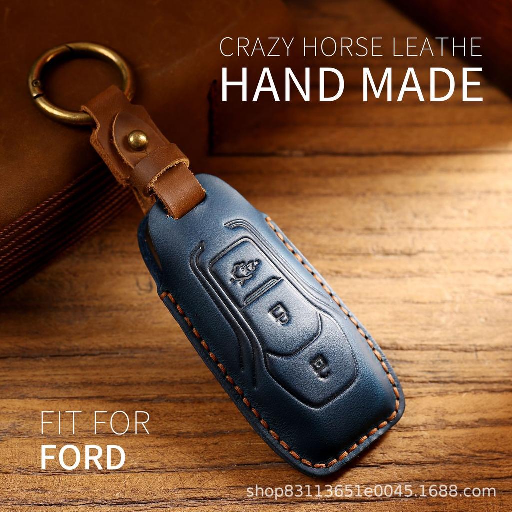 Leather Shell Fob Holder Car Key Case Cover For Ford Figo 2017 Mondeo 5 Ecosport Fiesta Everest Ranger Fusion Kuga Escort F150