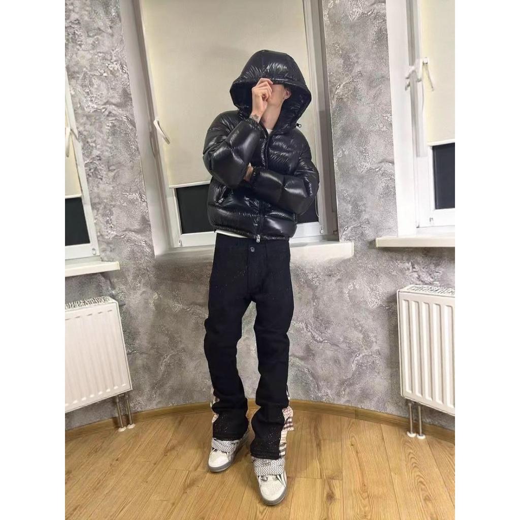 GLYDE New Fashion Jeans Men Streetwear Black Streetwear High Stretch Skinny Button Trousers