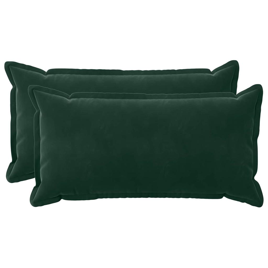 Pillow Cover 2 pcs HOUTEN Dark Green 40 x 70 cm Velvet