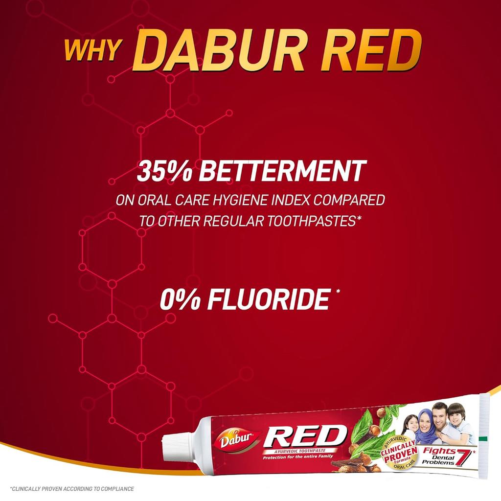 Dabur Red Toothpaste 200g Pack of 1 Ayurvedic Herbal Paste for Oral Care, Fresh Breath, Cavity Protection