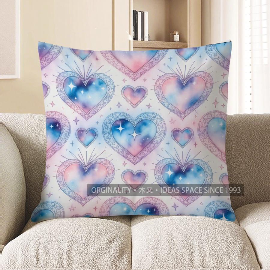 2D Colorful Heart Patterns Cosy Decorative Pillowcase Pattern Cushion Cover Suitable For Sofa Bedroom Car Pillow Cover 40x40cm