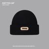Knitted wool hat children's autumn and winter trendy brand bag head warm cold hat sticker letter big head circumference stacking hat
