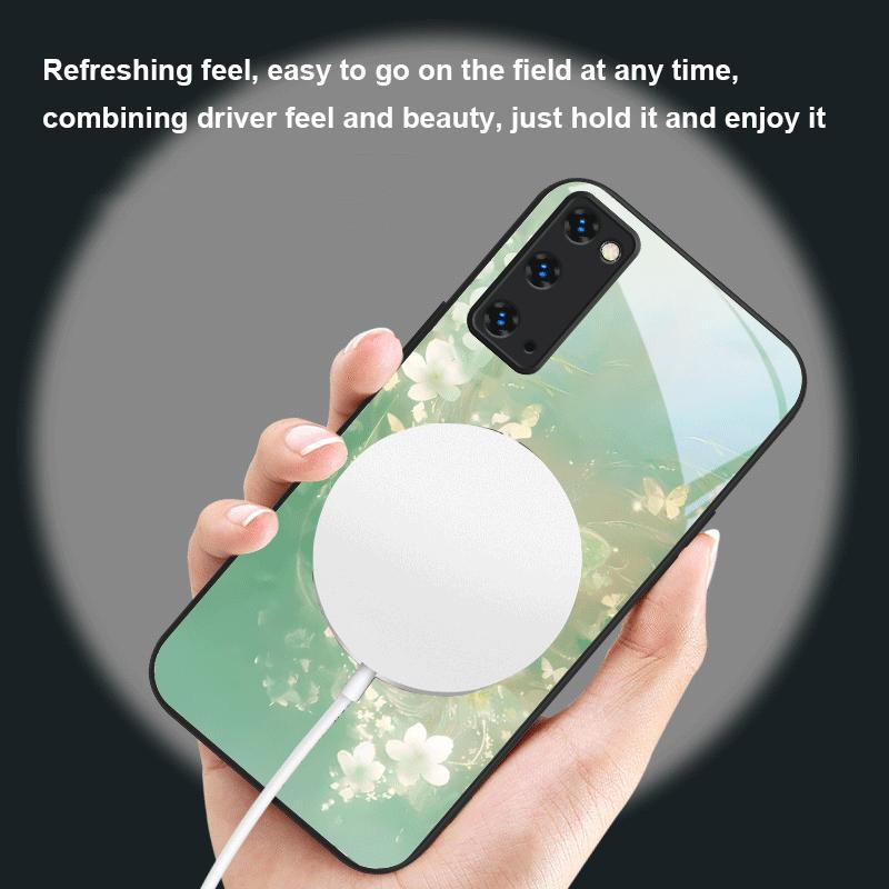 Dreamy Striped Butterfly For Magsafe Samsung S25 S25 Edge S25Ultra S8 9 10 20 S21 Pro 22 Plus S23 FE S24 Ultra Glass Phone Case