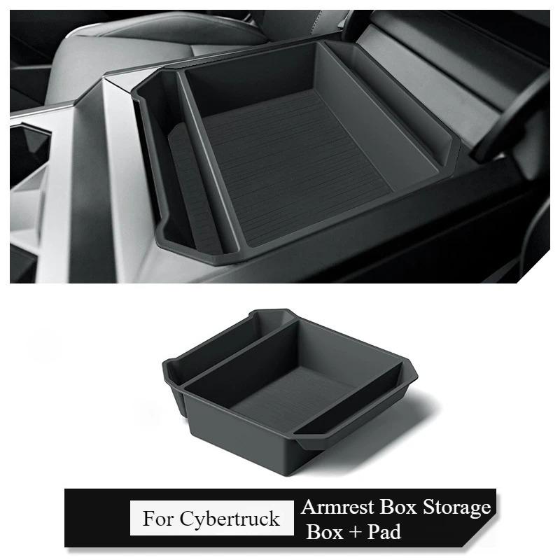 For Tesla Cybertruck 2025 Car Storage Box Kit Center Console Cup Holder Wireless Charging Mat Organizer Tray Accessories 4Pcs