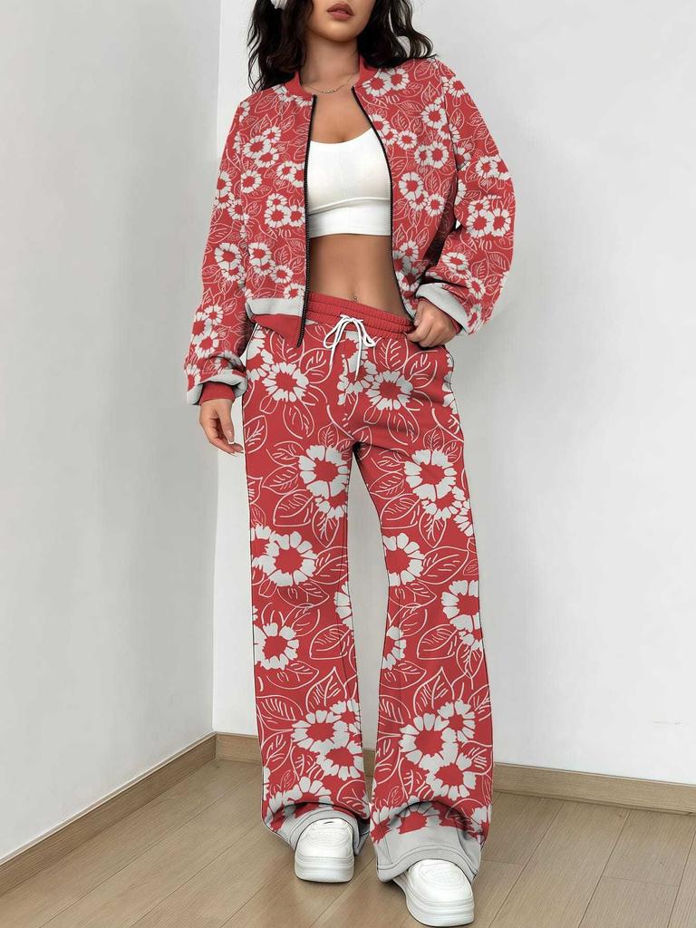 Stripe Explosion Autumn and Winter New European and American Women's Clothing Smudge Printing Suit Women