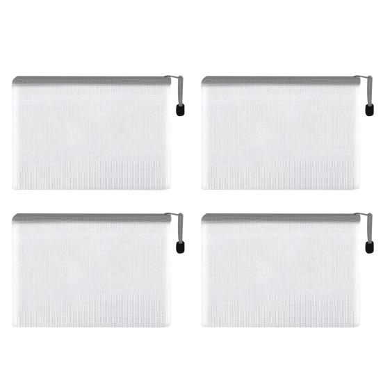 4Pcs A4 File Bag Waterproof Multi-purpose Zipper Pouches Portable File Storage Bag