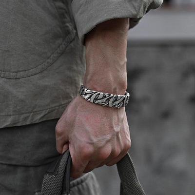 Hand-woven Bracelet Men's Personality Retro Niche Open Bracelet Men's Wide Bracelet