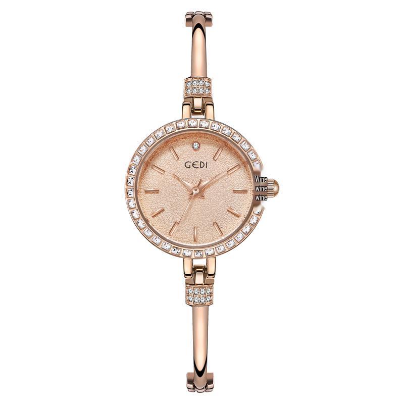 Gedi Ladies' Luxury Diamond-Set Bangle Wristwatch - Exquisite, Small, Waterproof Quartz Design