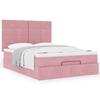 Maison Exclusive - Ottomanischer Bettrahmen mit rosa Matratze 140x190 cm Samt
