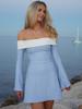 French-European Fashion One-Shoulder Color-Block Layered Slim Fit Long Sleeve Dress