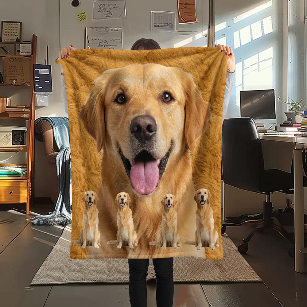 

1Pc Golden Retriever Husky Print Flannel Blanket, High quality Comfortable for All Seasons, Home Decor, Warmth and Comfort, Perfect for Gifts 80cm x 120cm