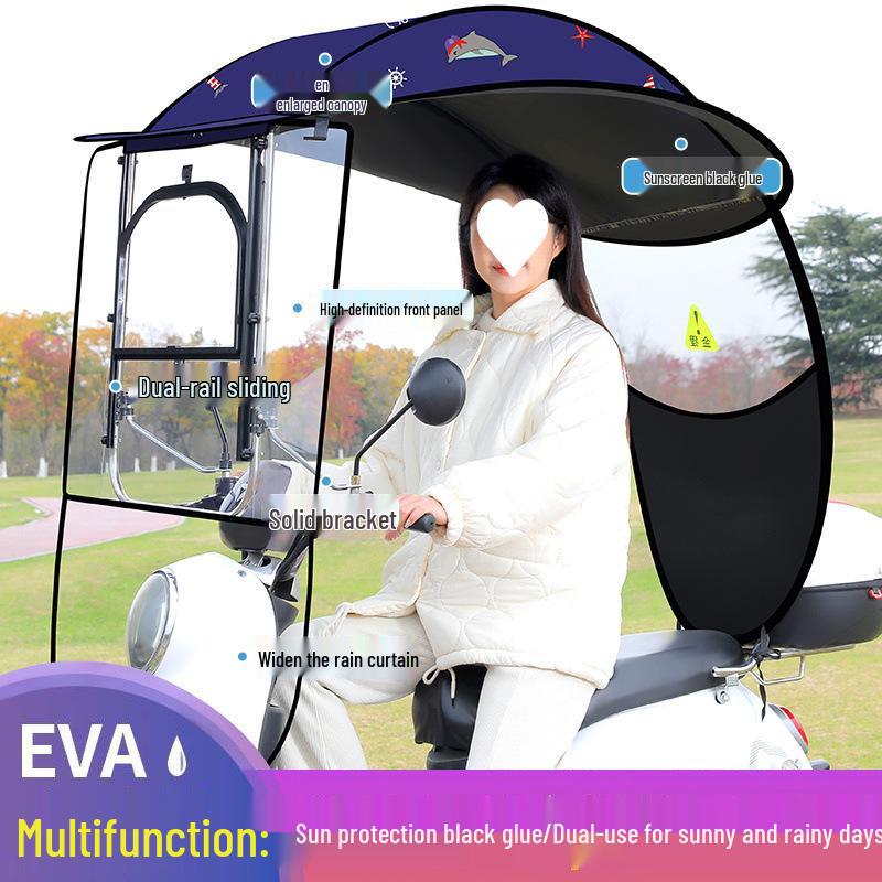 Electric Vehicle & Bicycle Canopy: Sunshade & Rain Protection for Motorcycles & Tricycles