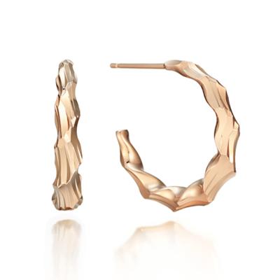 ELLE Jewelry 14K Textured Ring Earrings (Gold Pin) ELGPEE310