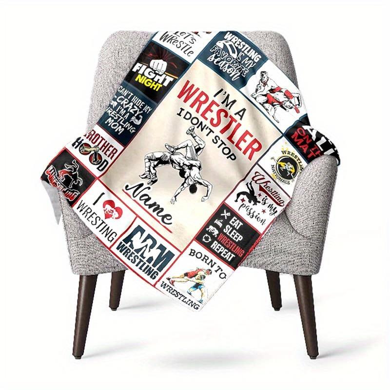 Wrestling Customize Your Name Blanket Used For Chair Office Sofa Bed Camping Soft And Warm Giving Friends And Relatives Birthday Graduation Gift
