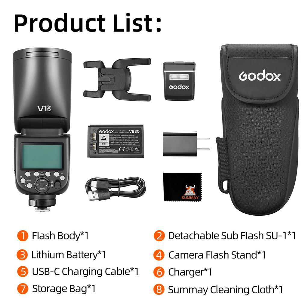 Godox V1 V1Pro O Flash Kit Olympus Panasonic Kamera TTL Speedlight Drahtlose HSS Abnehmbare Subflash für Olympus Panasonic Kamera 2,4G 1/8000s SU-1