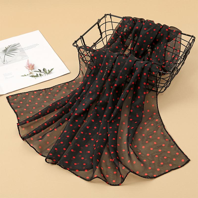 New Fashion Chiffon Dot Print Design Women Silk Scarf Shawl Elegant Headscarf Bandage Hijabs Muslim Wrap Scarves