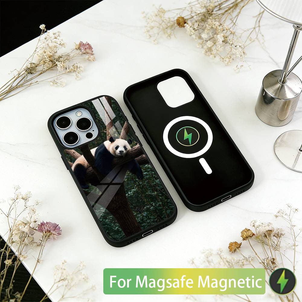 Animal Panda Phone Case For iPhone17,16,15,14,13,12,11 Plus,Pro Magnetic For Magsafe Wireless Charging