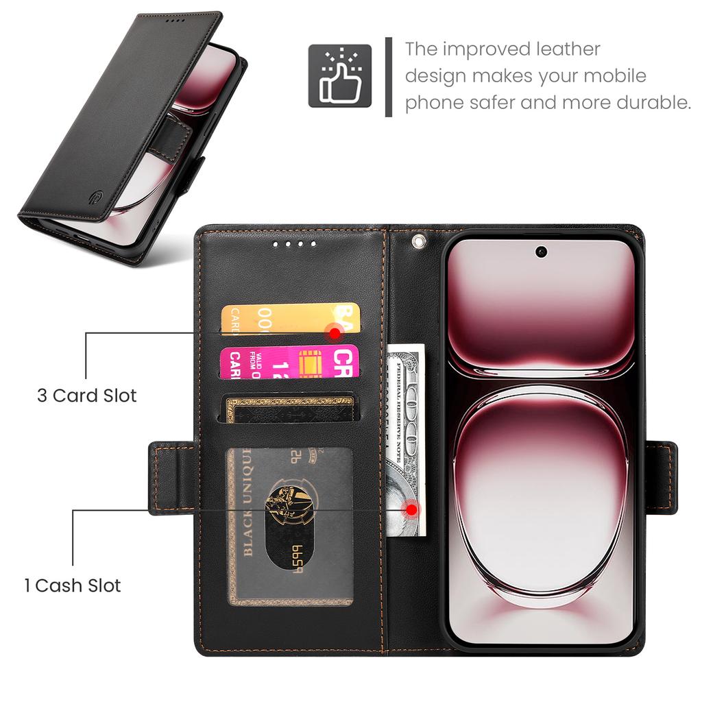 DF-010 For Oppo Reno12 Pro 5G (Global) Case PU Leather Stand Phone Cover with Wallet