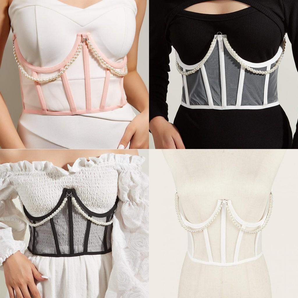 Pearltrimmed Waist For Women Belt With Binding Strap And Fishbone Detailing