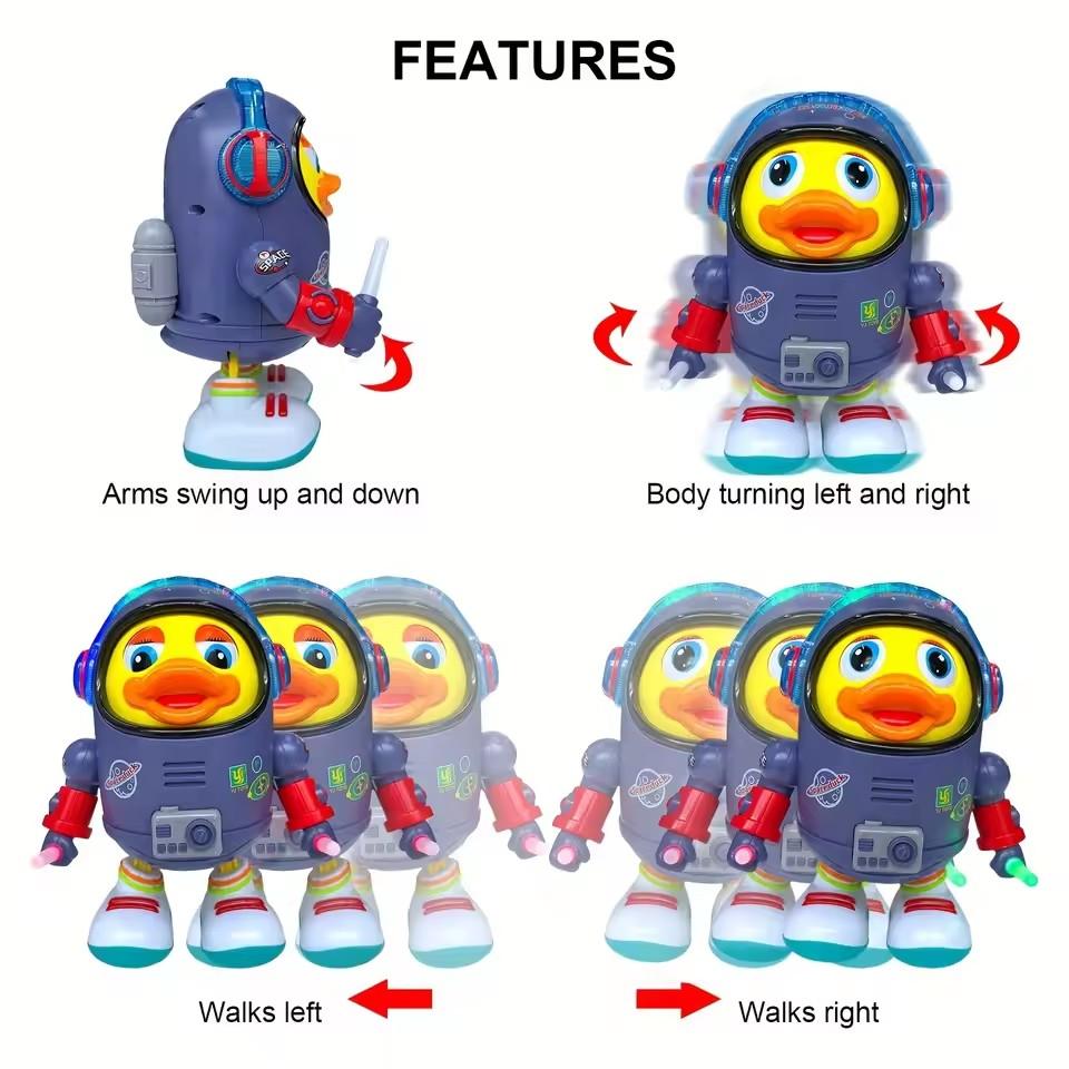 Baby Duck Toy Musical Interactive Toy Electric with Lights and Sounds Dancing Robot Space Elements for Infants Babies Kids Gifts