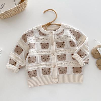 Cute Bear Children Sweaters Tops Autumn Knitted Baby Knitwear Kids Boys Clothes Cotton Child Cardigan for Girls 0-5Y