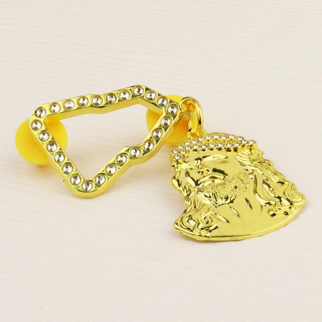 Decorative Pin Chain for Baseball Cap Blingbling Strass Hip Hop Lapel Pin Pendant Chain with Golden Jesus Pin