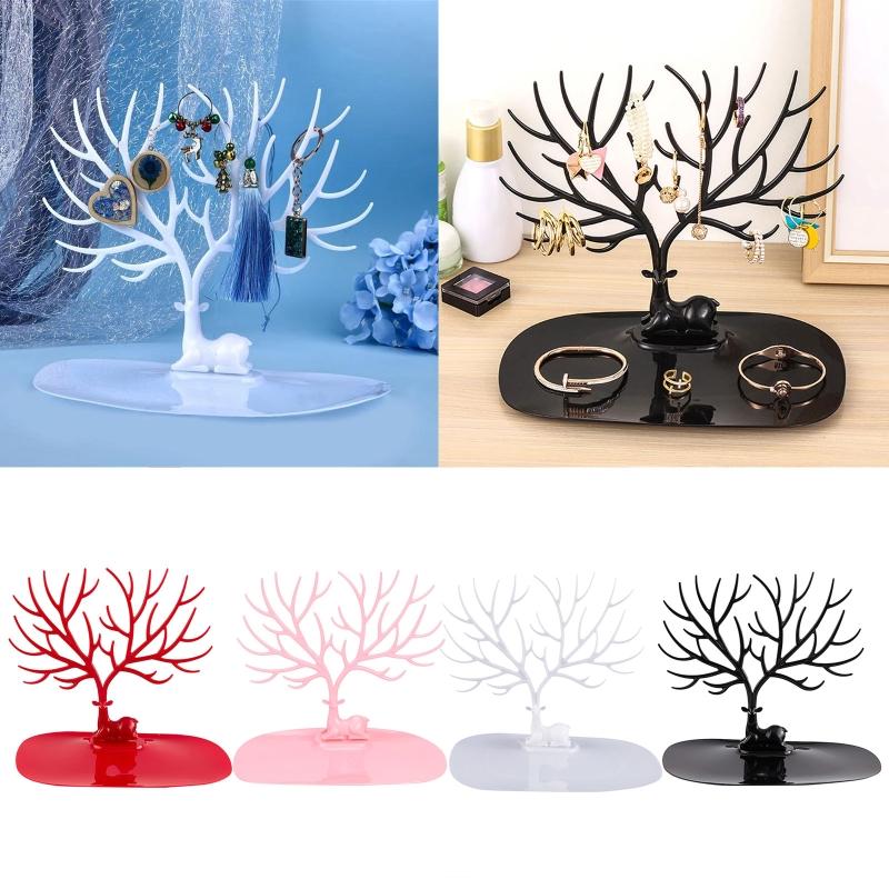 Black White Pink Red Deer Earrings Necklace Ring Pendant Bracelet Jewelry Cases Display Stand Tray Tree Storage Jewelry