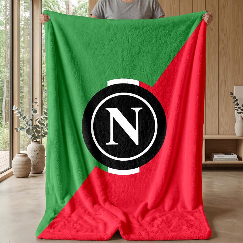 Coperta in Pile di Flanella Morbida Napoli FC Leggera Accogliente Calda Coperta da Lancio per Divano Letto Decorazione per la Casa