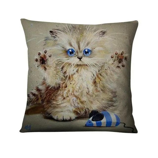 

Красочная наволочка с принтом мультяшного кота, украшение для дома, подушка для рисования, декоративный декор, пледы для дивана 45x45cm