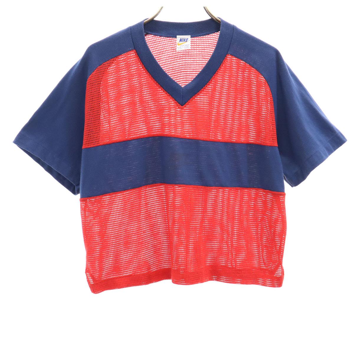 

NIKE 80s Made in USA Vintage Short sleeve Mesh V-neck T-shirt Women Used