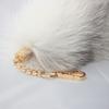 ZhichunLee Real FoxRaccoon Tail Charm with Golden Keychain, Perfect for Cosplay and Fashion, White, Large