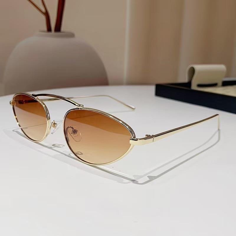 Fashion Ladies Cat Eye Sunglasses New Women Designer Eyewear Vintage Rimless Gradient Glasses For Female Metal Uv400 Eyeglasees